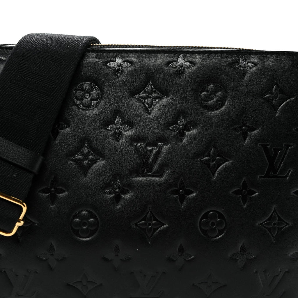 Louis Vuitton Lambskin Embossed Monogram Coussin PM Black