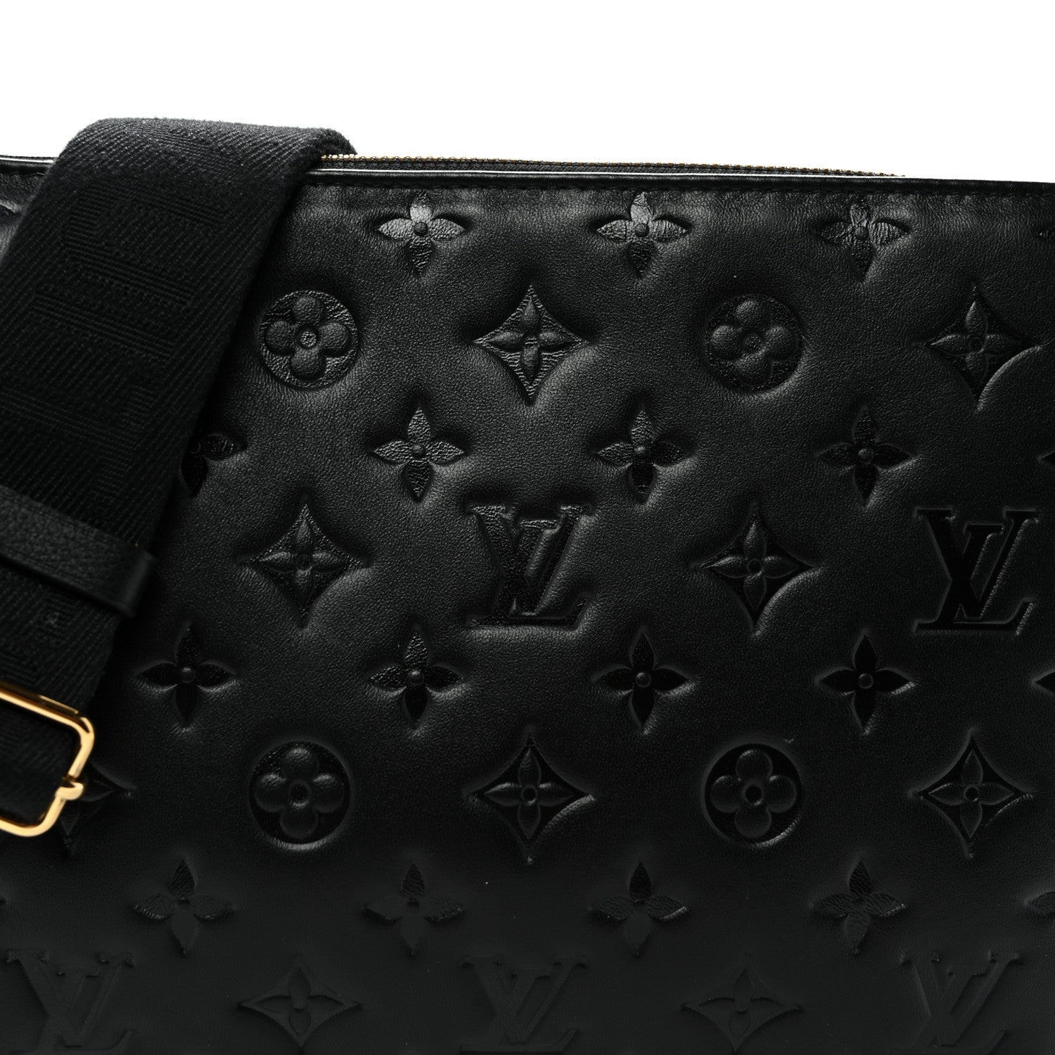 Louis Vuitton Lambskin Embossed Monogram Coussin PM Black