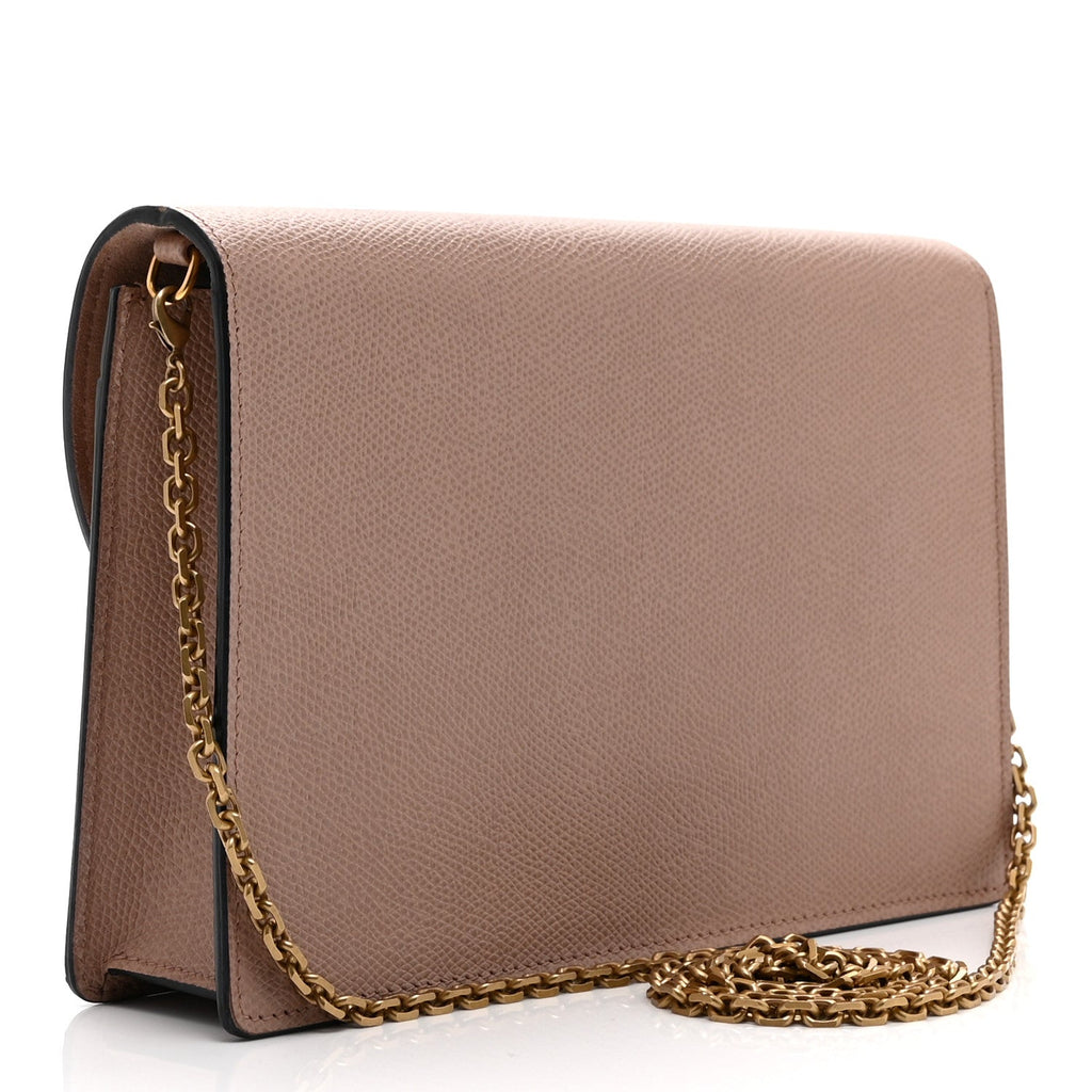 Christian Dior Grained Calfskin Saddle Chain Pouch Blush