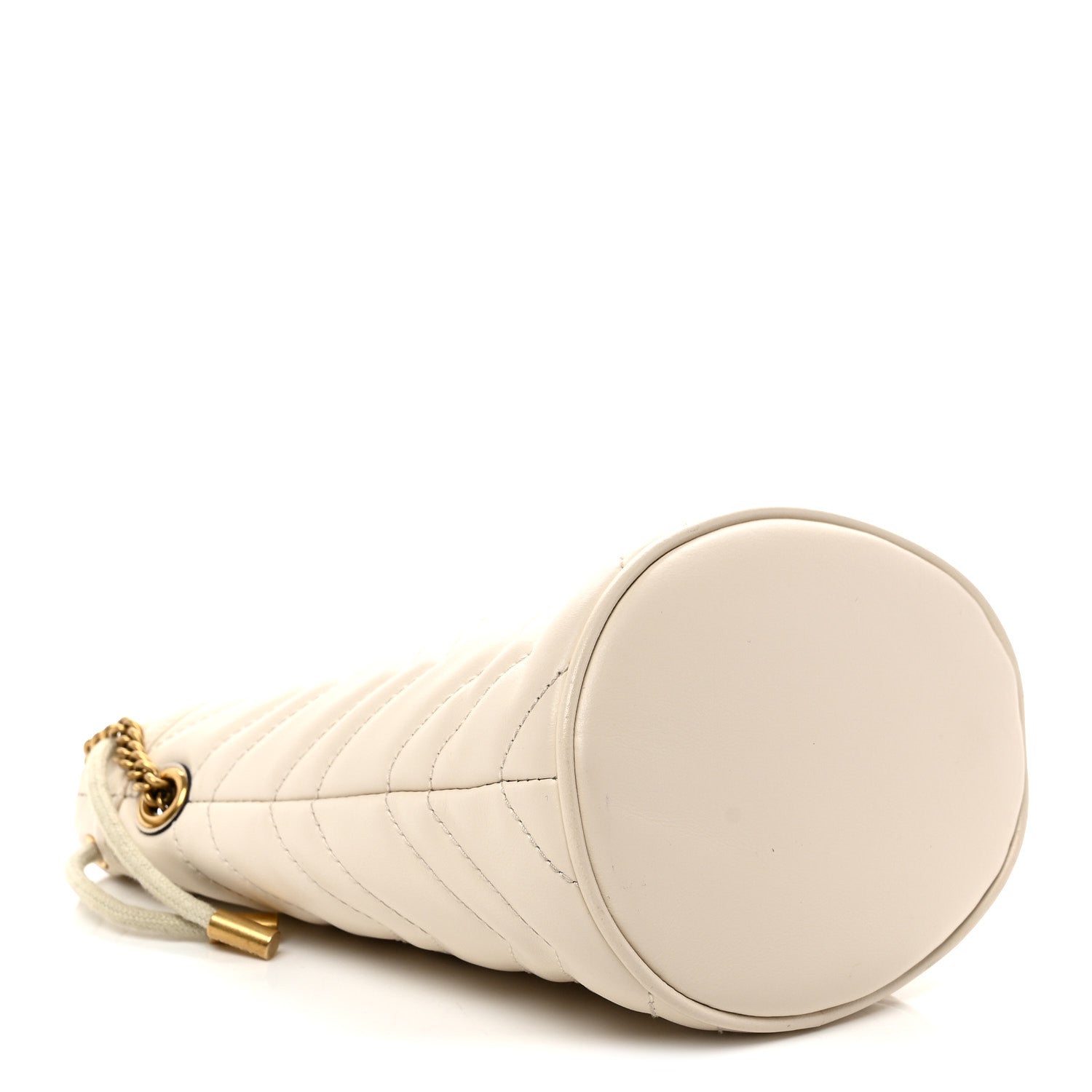 Gucci Calfskin Matelasse Mini GG Marmont 2.0 Bucket Bag White
