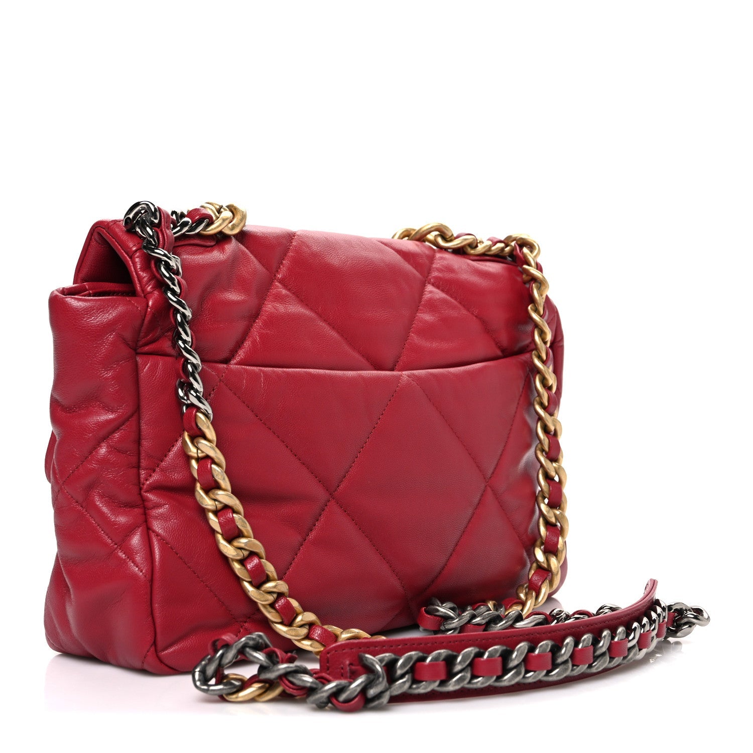 Chanel Lambskin Quilted Large Chanel 19 Flap Red
