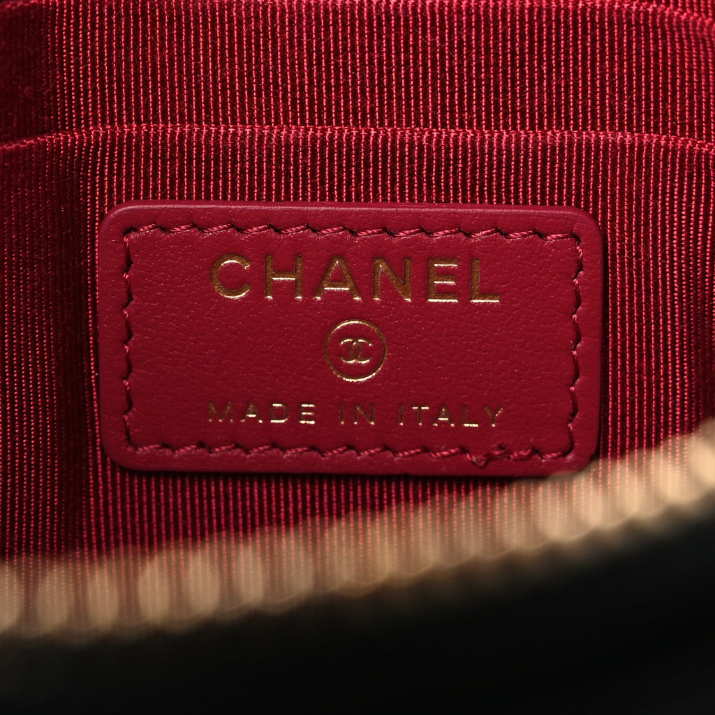 Chanel Shiny Goatskin Quilted Small Chanel 19 Pouch Black