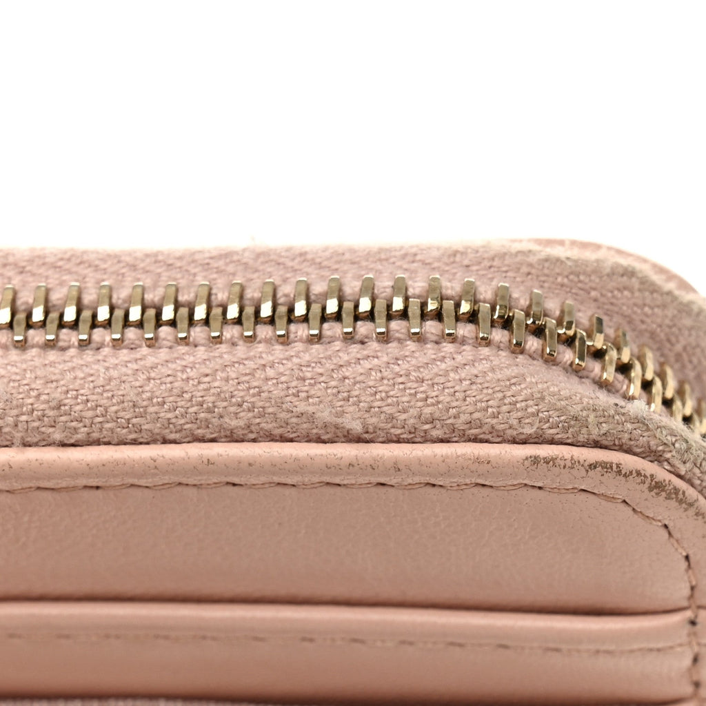 Lambskin Quilted Chanel 19 Vertical Zip Card Holder Wallet Light Pink
