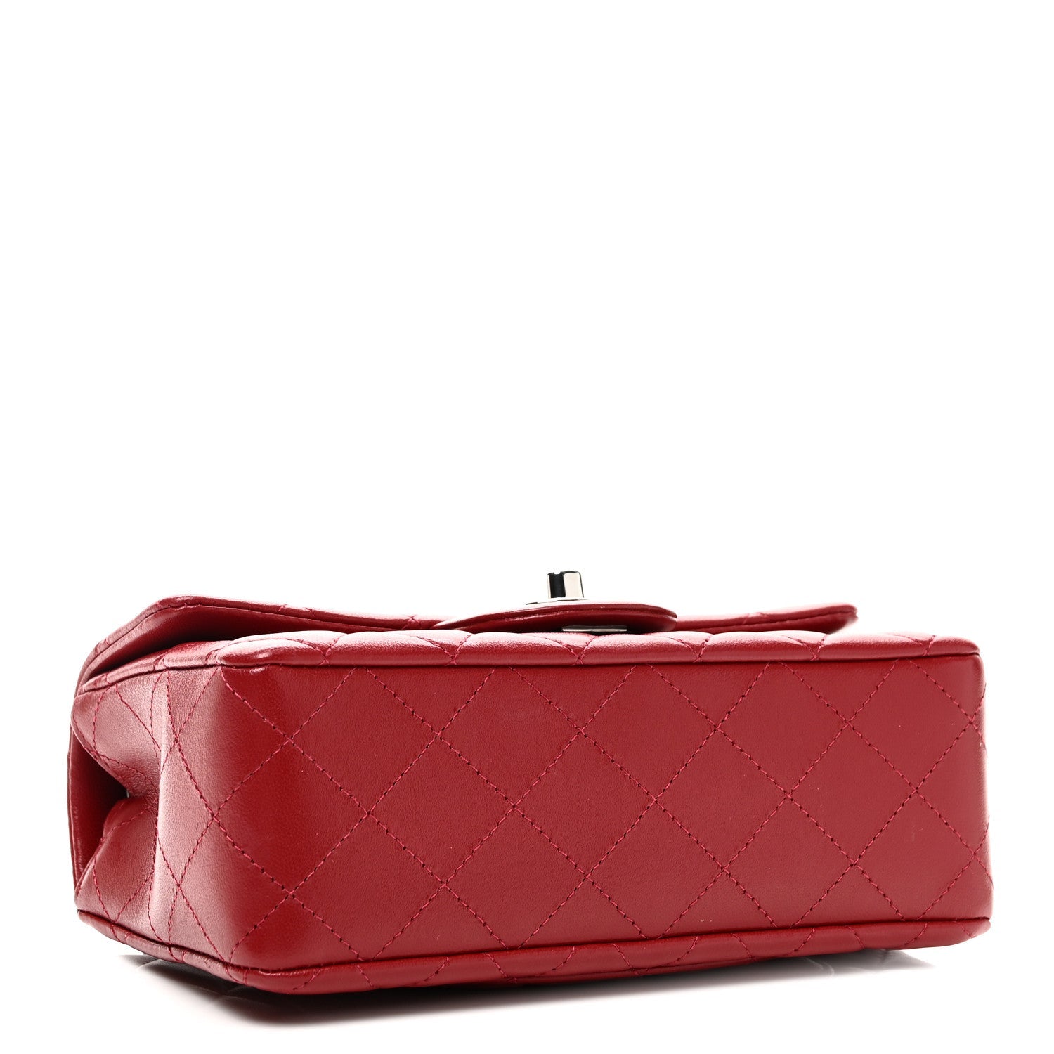 Chanel Lambskin Quilted Mini Rectangular Flap Red