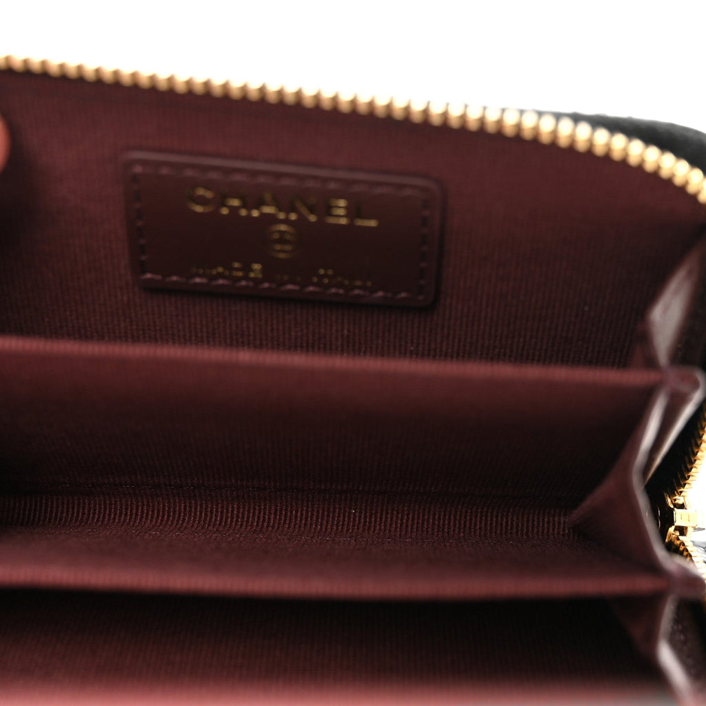 Caviar Quilted Zip Coin Purse Black