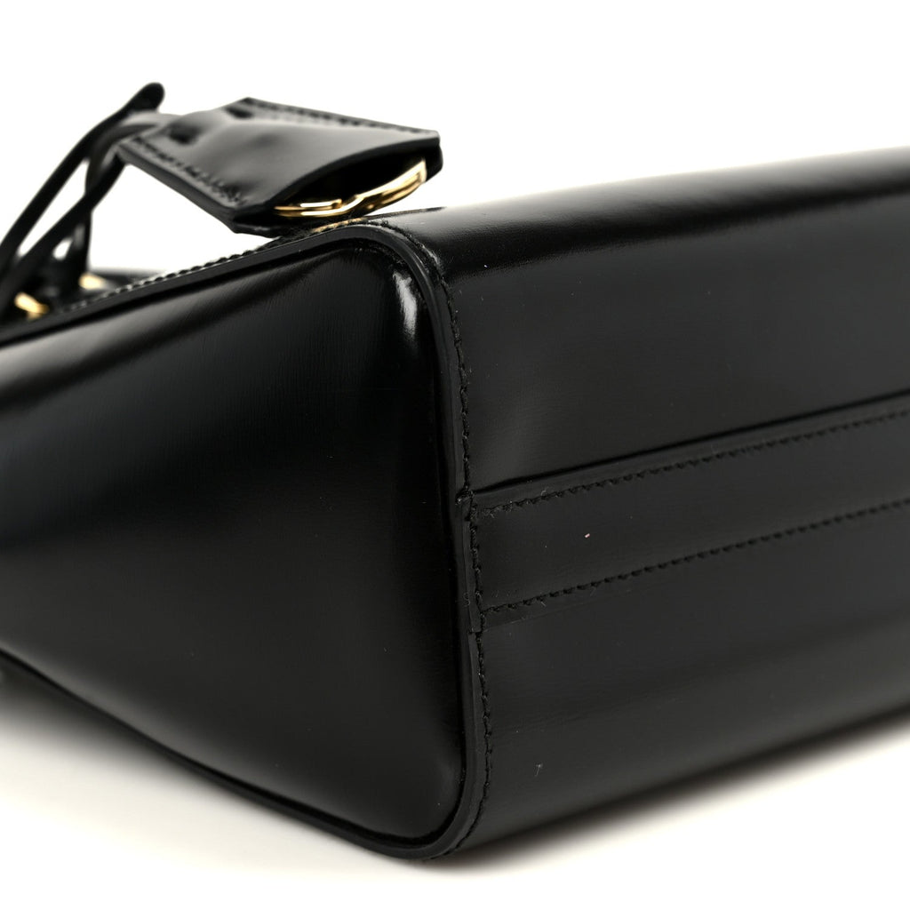 Prada Brushed Calfskin Mini Zippered Crossbody Tote Black