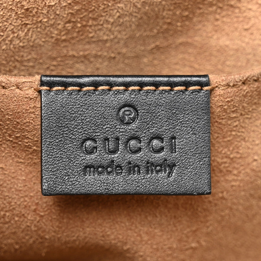 Gucci GG Supreme Monogram Web Medium Padlock Messenger Shoulder Bag Black