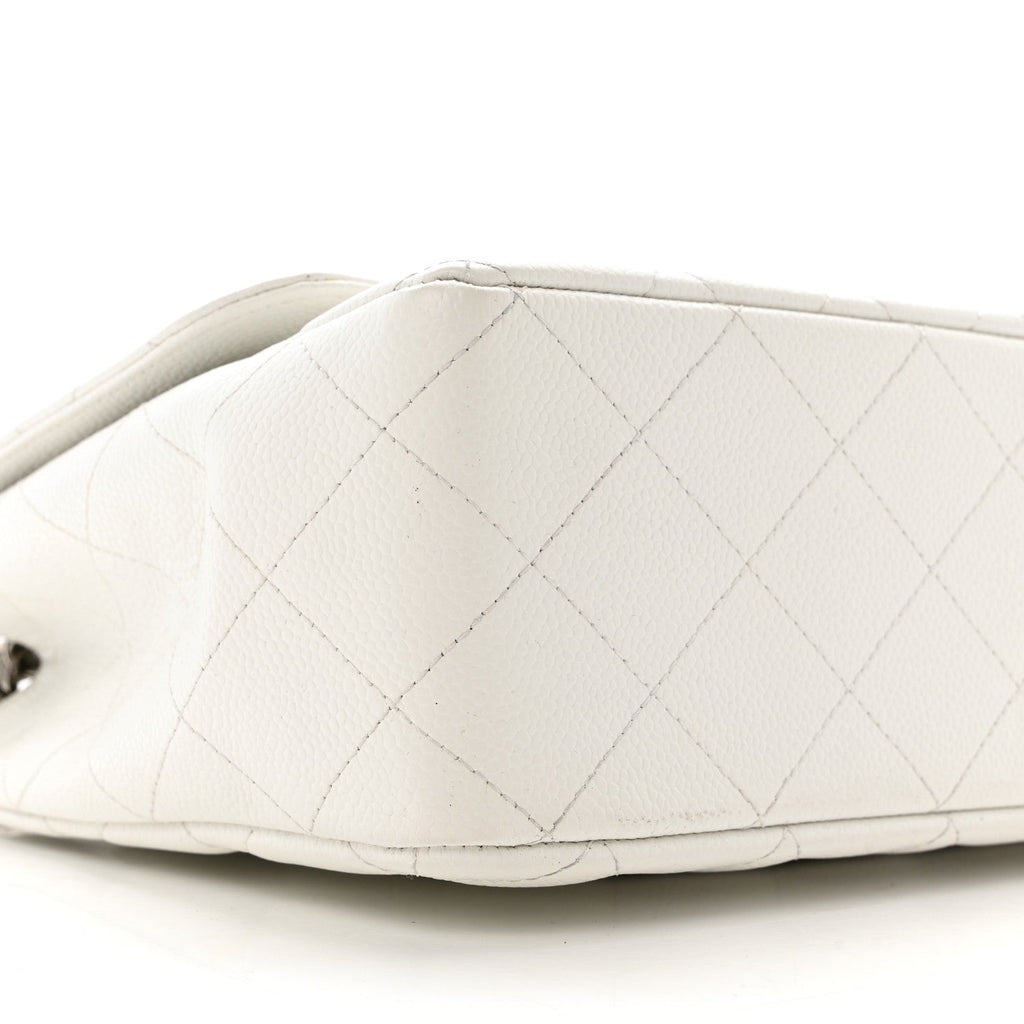 Chanel Caviar Quilted Jumbo Single Flap White