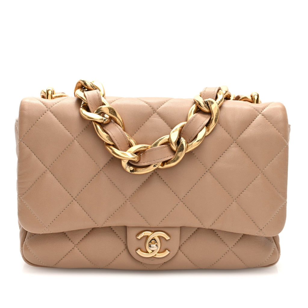 Chanel Lambskin Quilted Large CC Funky Town Flap Beige
