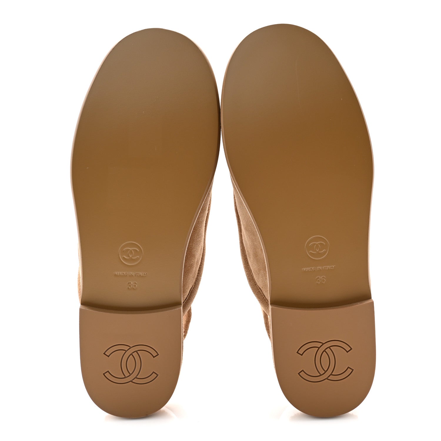 Chanel Suede Calfskin CC Slingback Loafers 36 Dark Beige