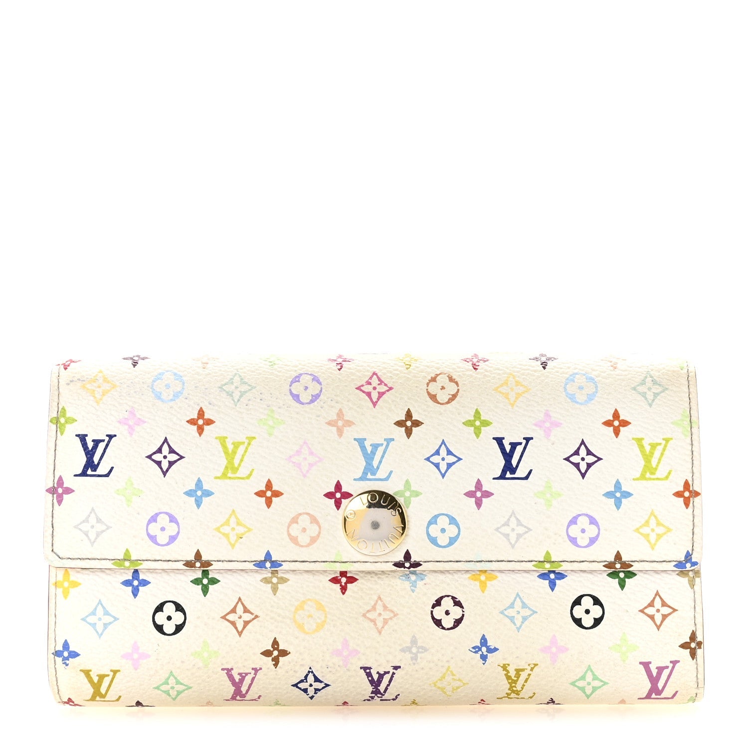 Louis Vuitton Monogram Multicolor Sarah Wallet White Citron