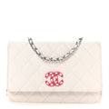 Caviar Quilted Chanel 19 Wallet on Chain WOC White Pink