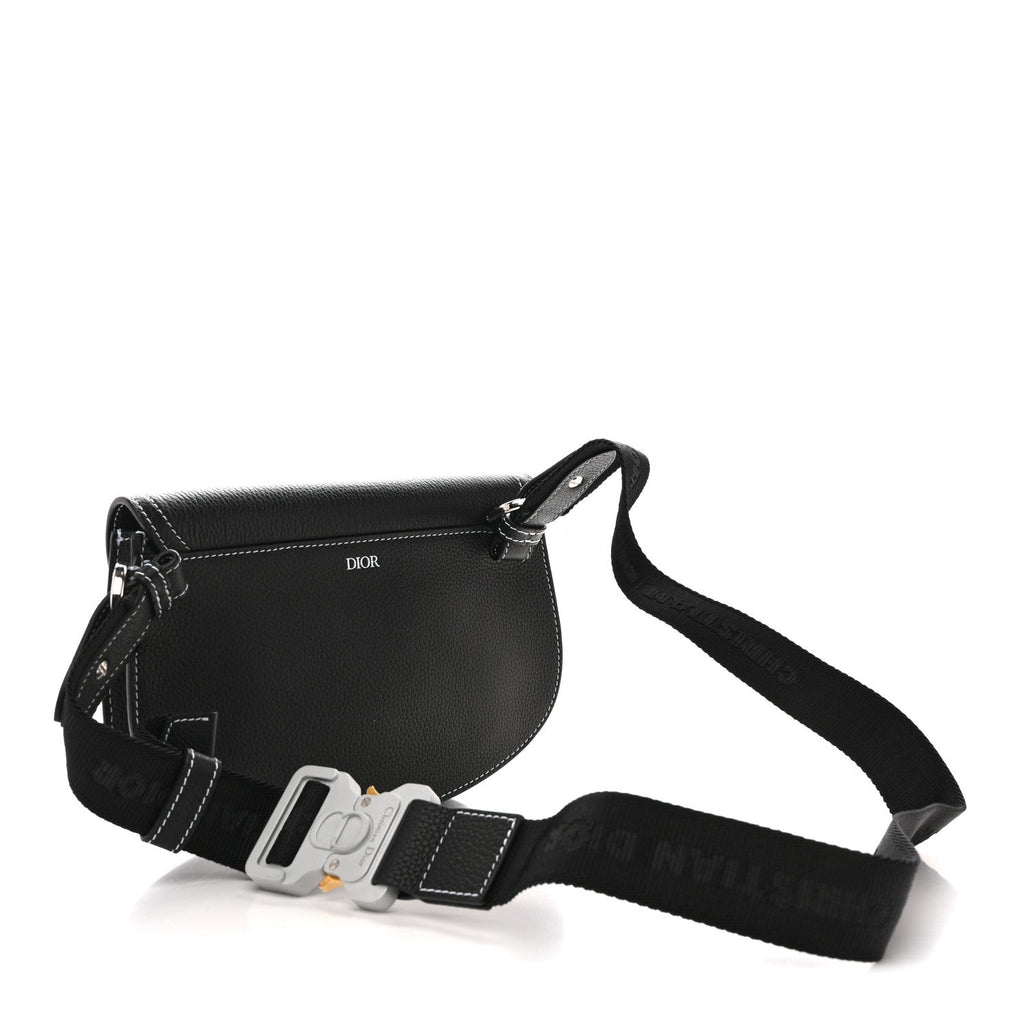 Christian Dior X KAWS Grained Calfskin Saddle Pouch Black