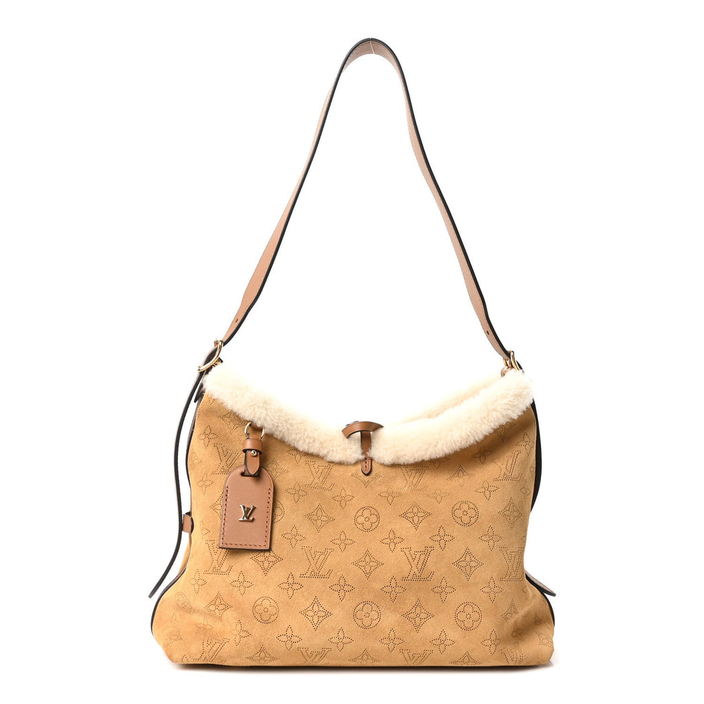 Louis Vuitton Suede Mahina CarryAll PM Beige