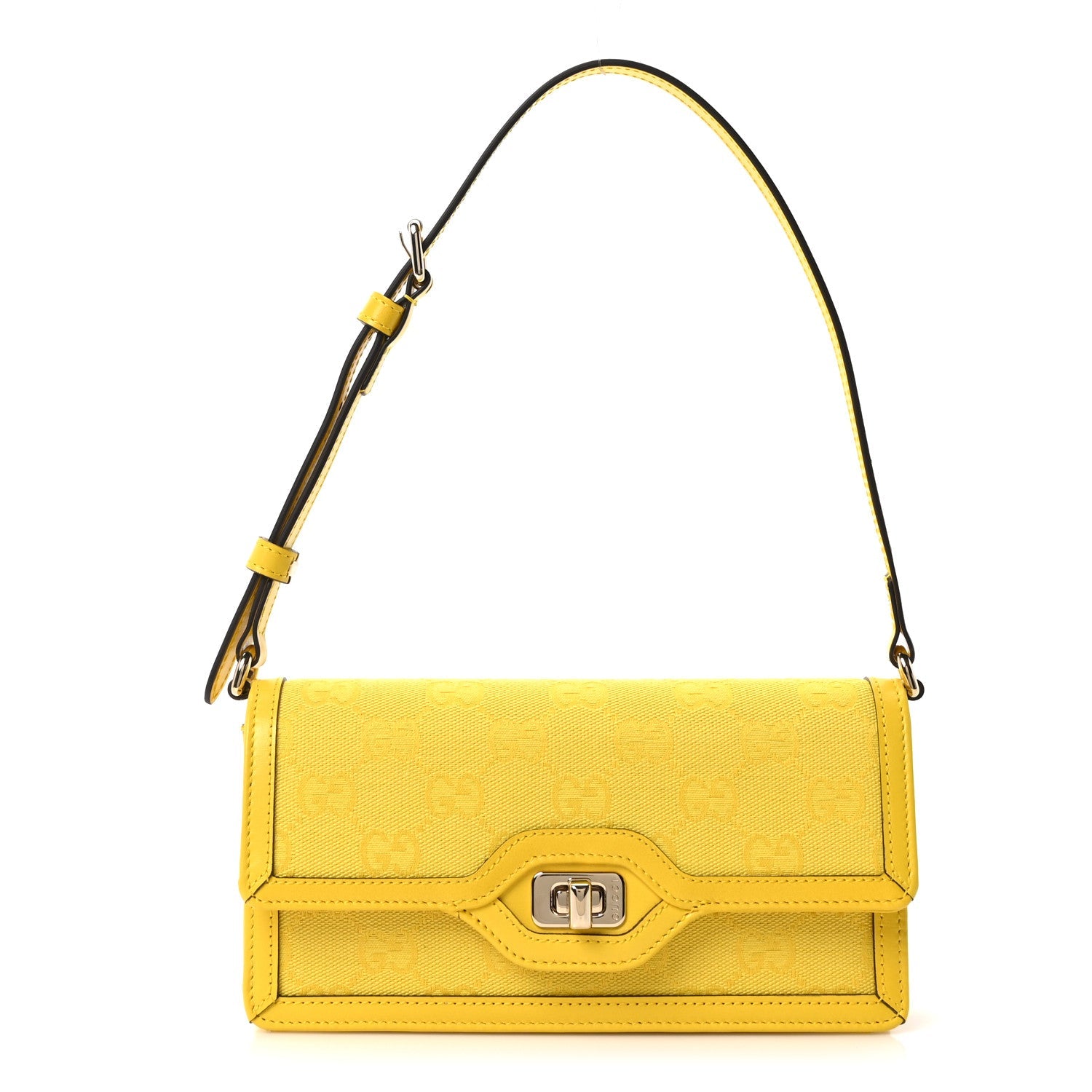 Gucci GG Monogram Scratch Lux Calfskin Mini Luce Shoulder Bag Yellow