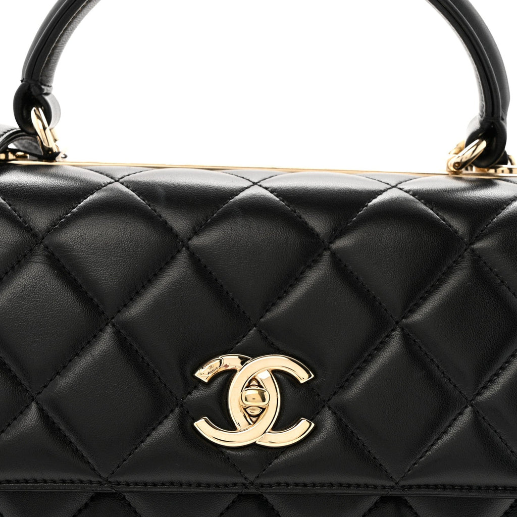 Chanel Lambskin Quilted Medium Trendy CC Flap Dual Handle Bag Black