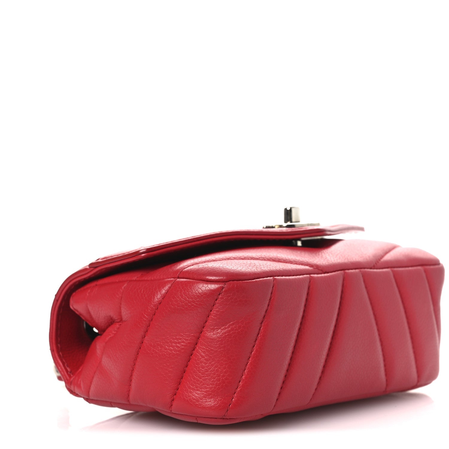 Chanel Caviar Chevron Quilted Small Single Flap Red