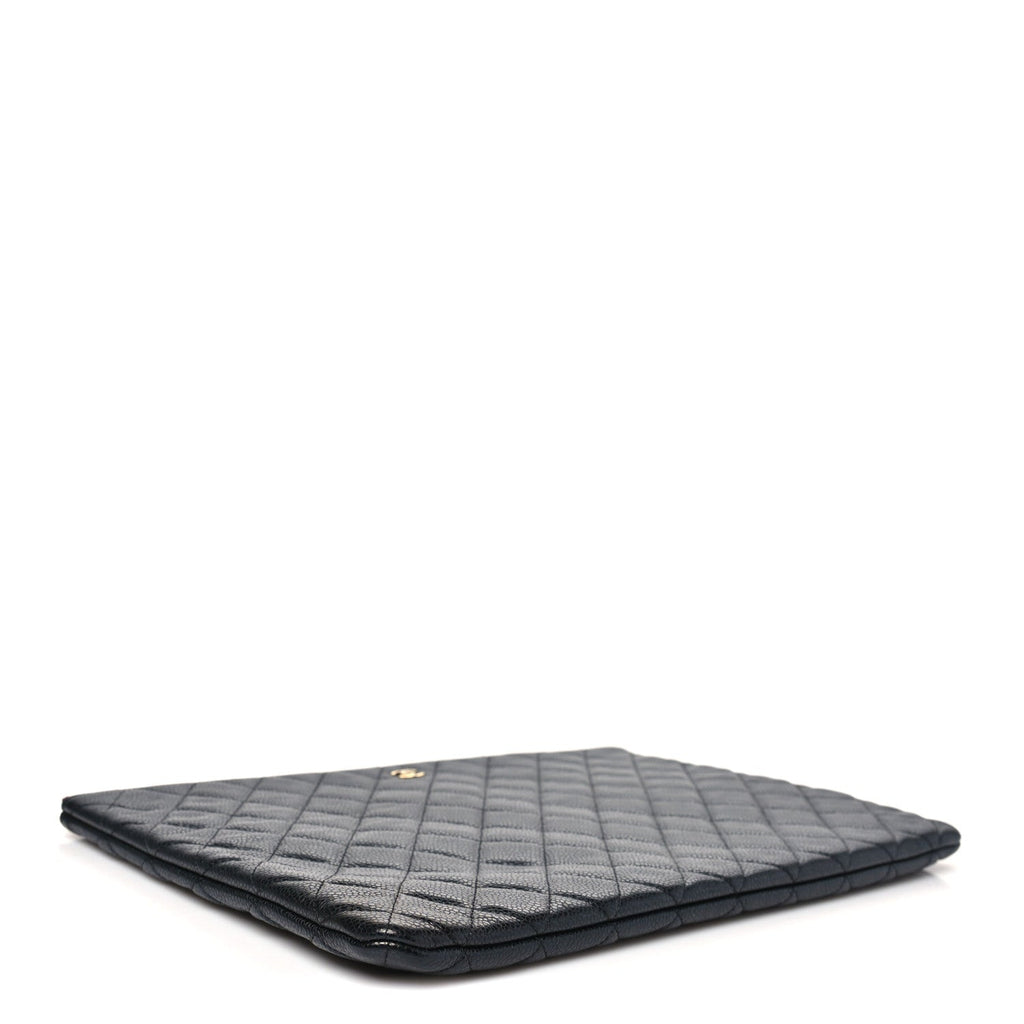 Caviar Quilted Large Cosmetic Case Black