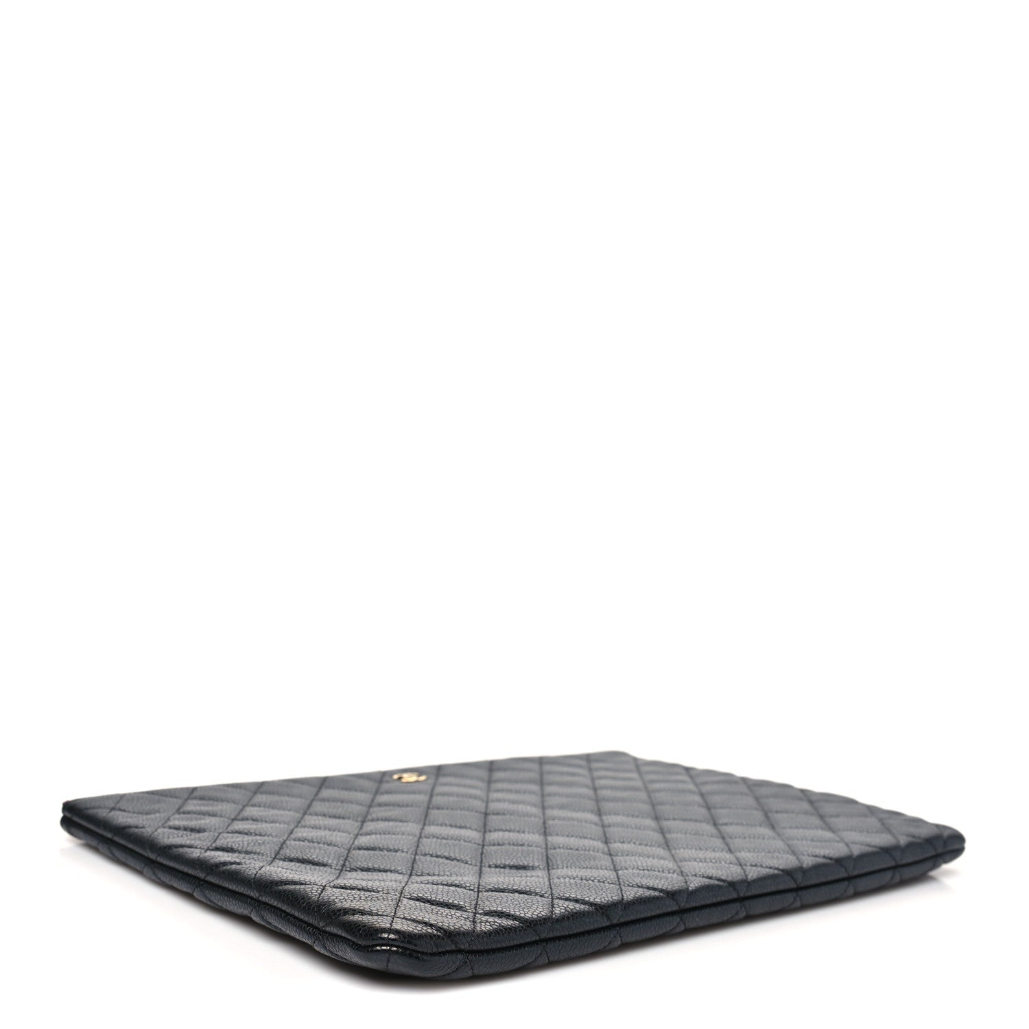 Caviar Quilted Large Cosmetic Case Black