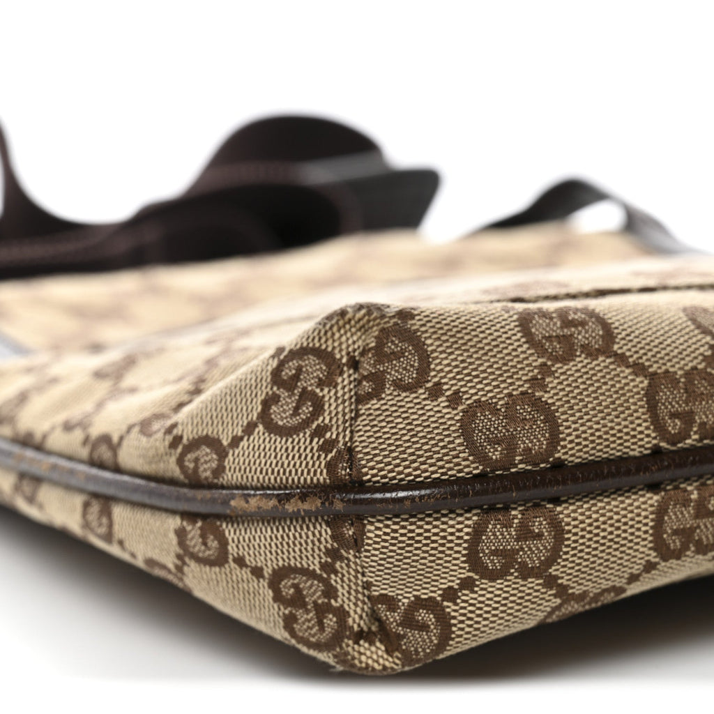 Gucci Monogram Flat Messenger Bag Dark Brown