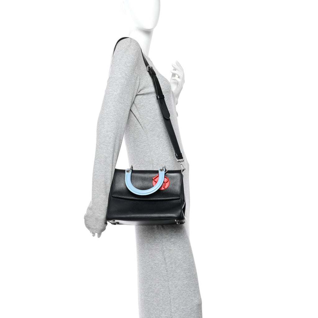 Christian Dior Smooth Calfskin Tri-Color Small Be Dior Flap Black Blue Red