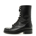 Calfskin Lace Up Combat Boots 37.5 Black