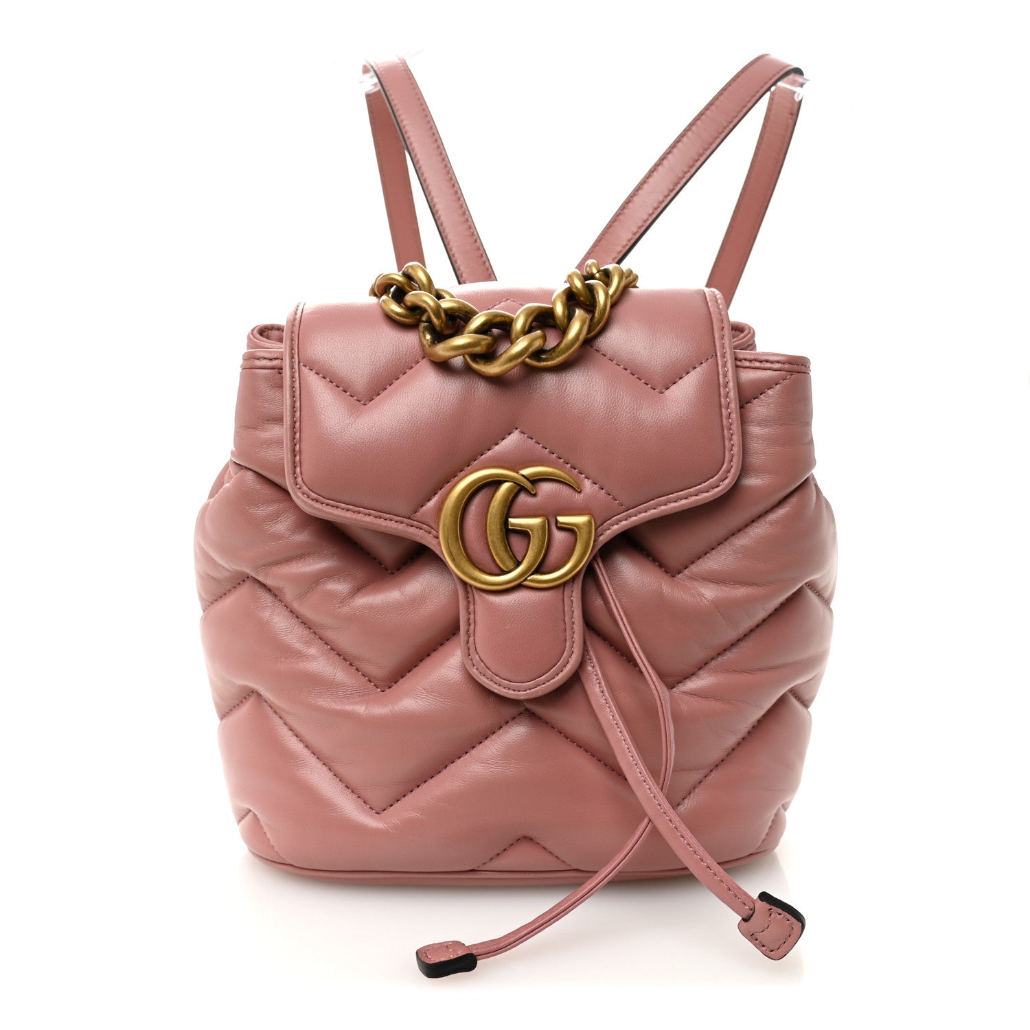 Gucci Nappa Chevron Matelasse GG Marmont Backpack Carmine Rose