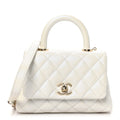 Chanel Iridescent Caviar Quilted Extra Mini Coco Handle Flap White