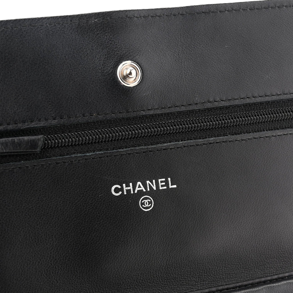 Chanel Lambskin Quilted Wallet On Chain WOC Black
