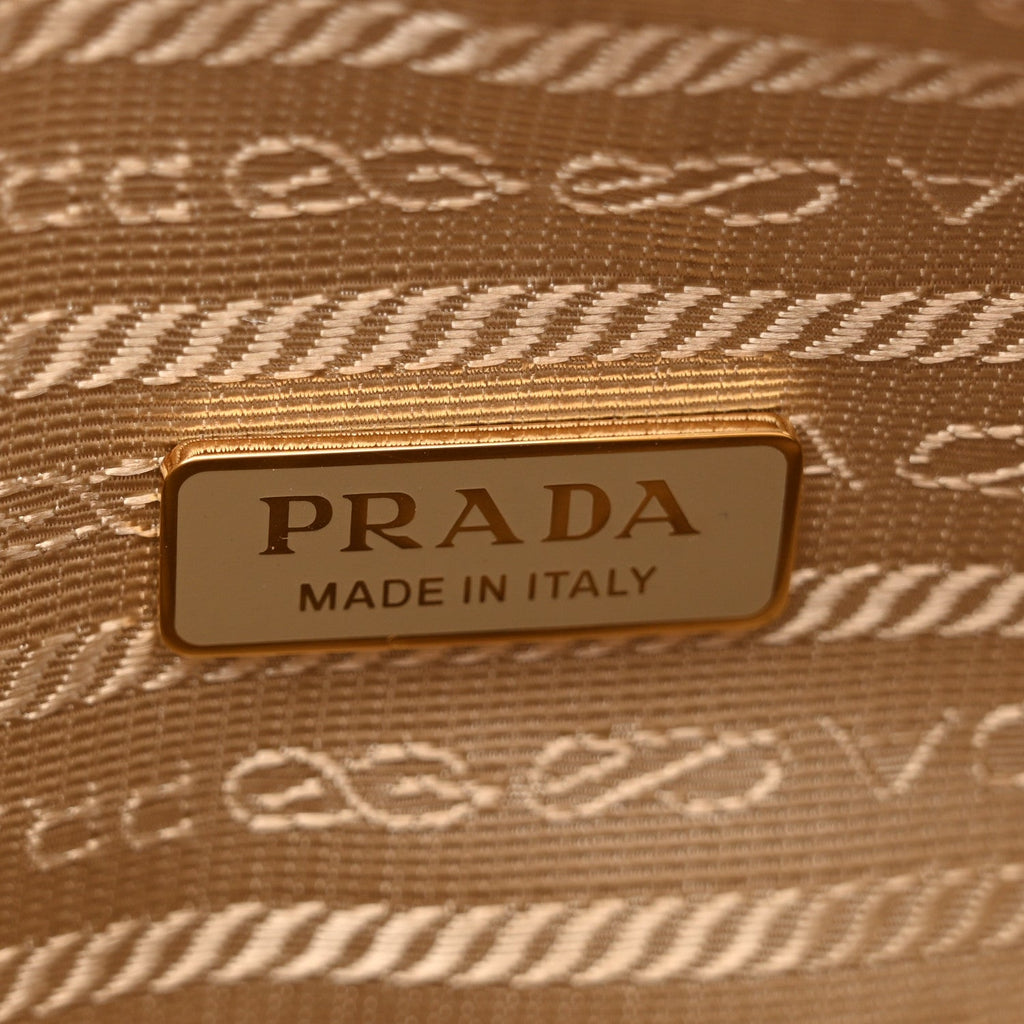 Prada Saffiano Lux Triangle Shoulder Bag Platino