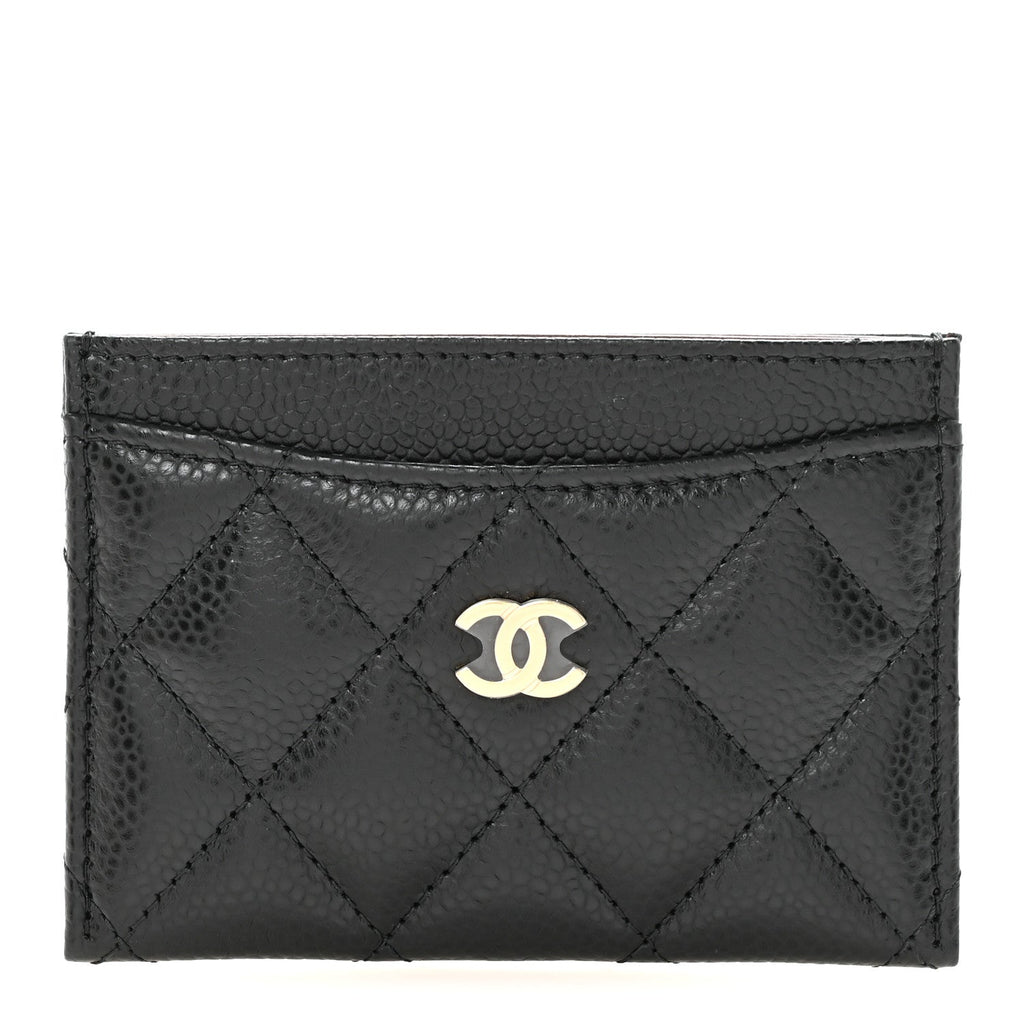 Caviar Quilted Card Holder Black