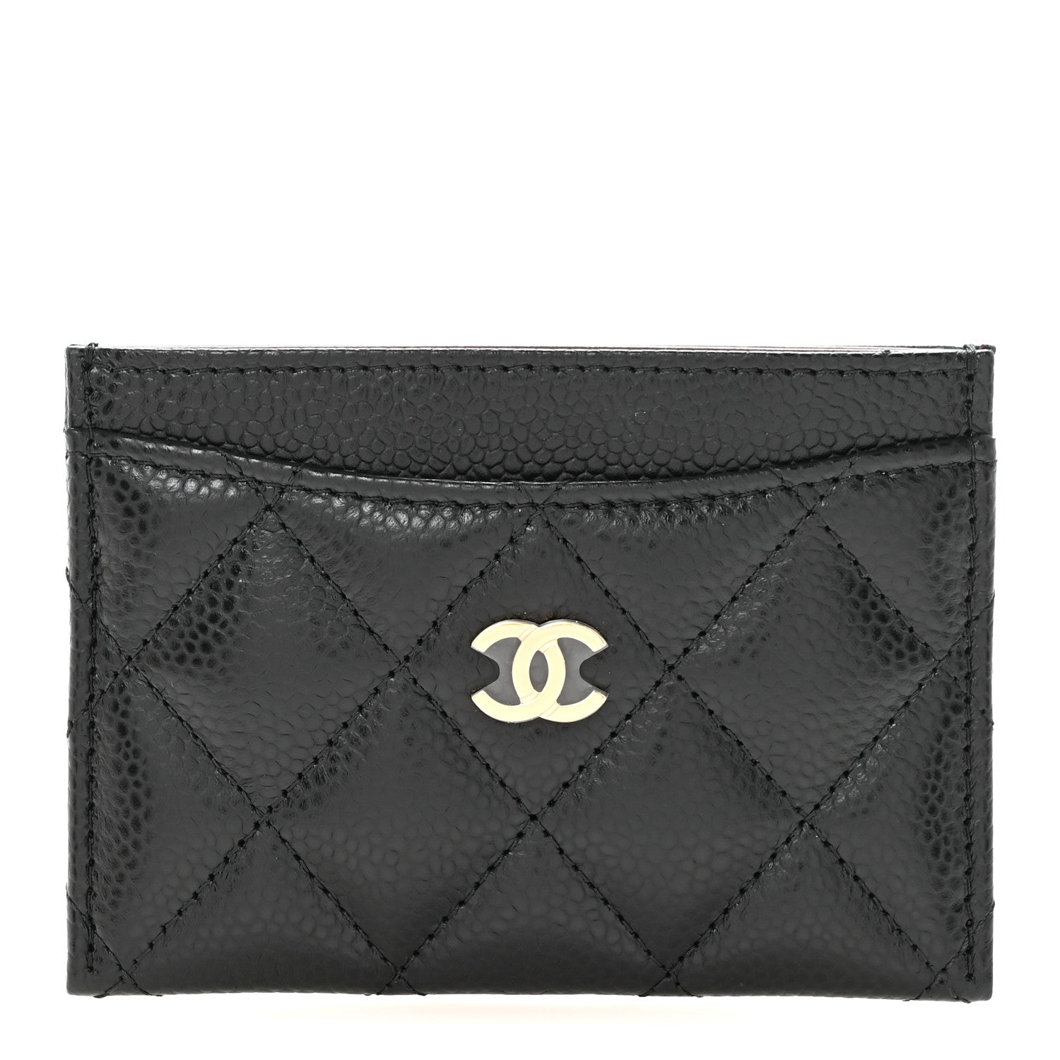 Caviar Quilted Card Holder Black