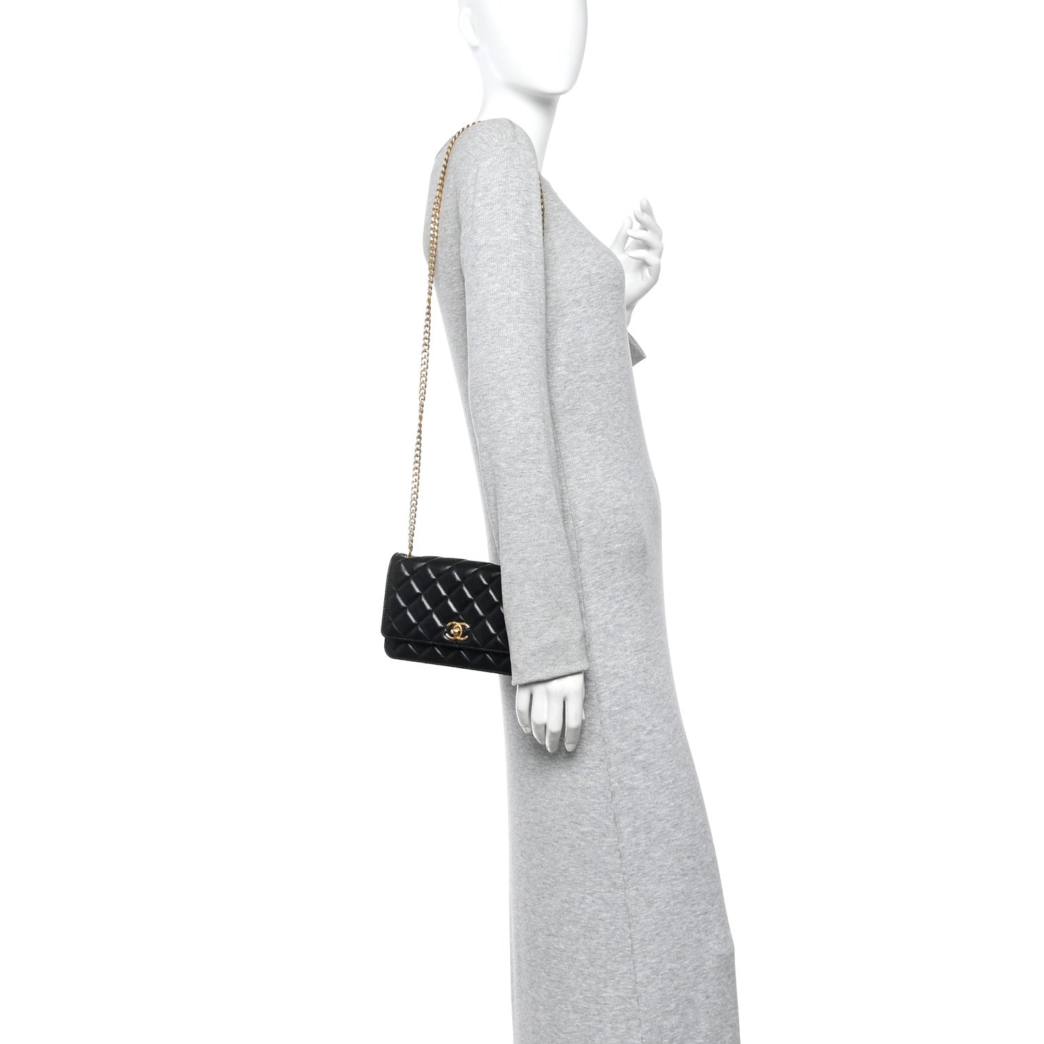 Chanel Lambskin Quilted Pillow Crush Wallet On Chain WOC Black