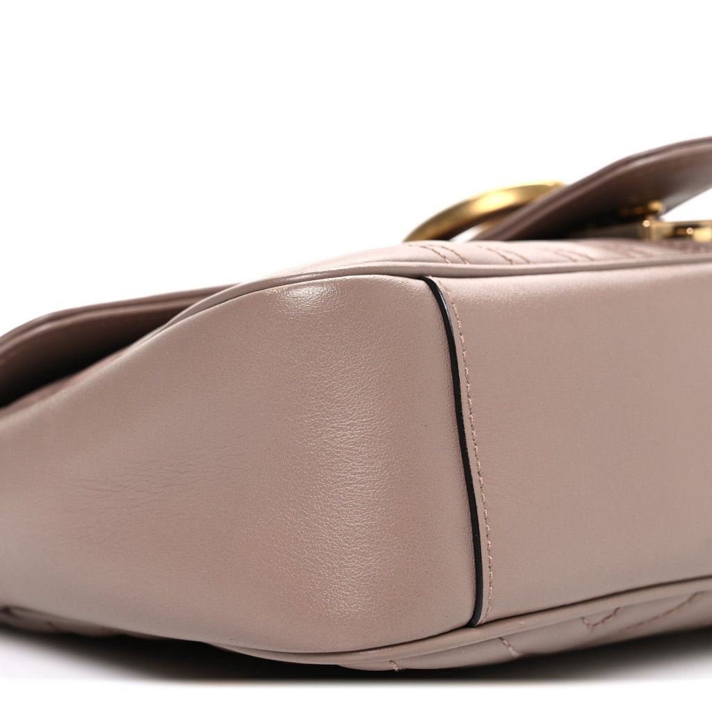 Gucci Calfskin Matelasse Small GG Marmont Shoulder Bag Porcelain Rose