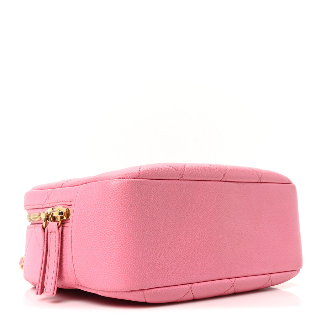 Chanel Caviar Quilted CC Small Top Handle Vanity Case Pink