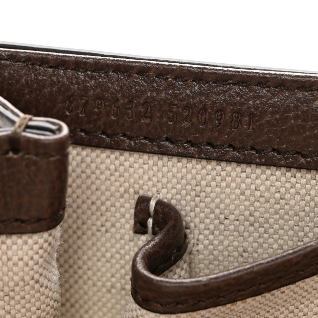 Gucci GG Supreme Monogram Studded Calfskin Centum Medium Bamboo 1947 Top Handle Bag Beige Ebony Multicolor