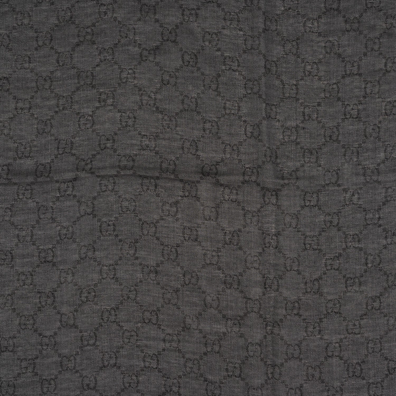 Gucci Wool Silk GG Monogram Diamante Plaid Surviee Shawl Graphite Black