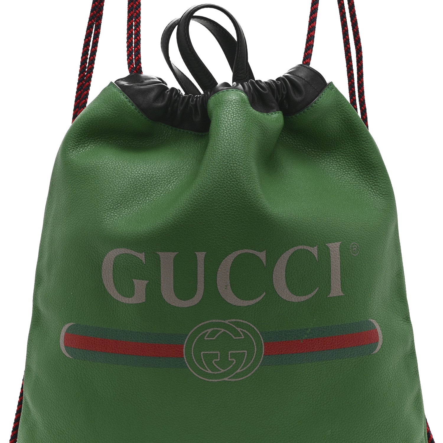 Gucci Calfskin Logo Drawstring Backpack Green