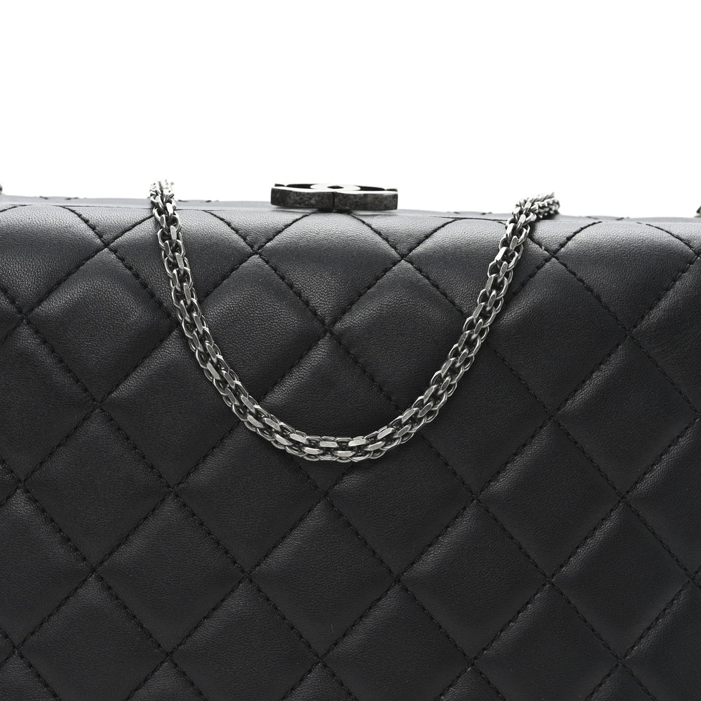 Chanel Lambskin Quilted Kisslock Minaudiere Black
