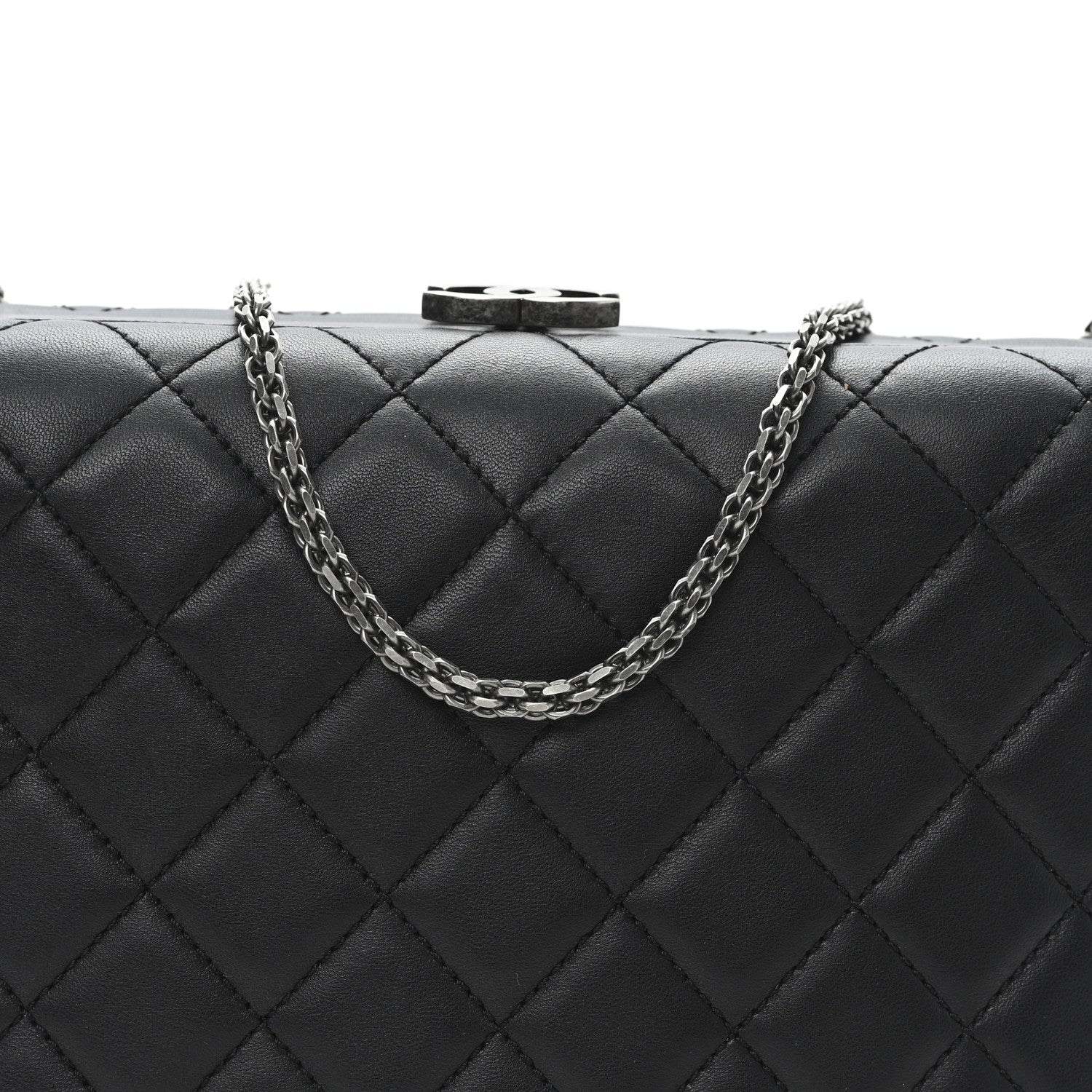 Chanel Lambskin Quilted Kisslock Minaudiere Black