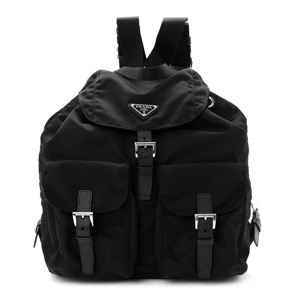 Prada Tessuto Nylon Saffiano Medium Backpack Black