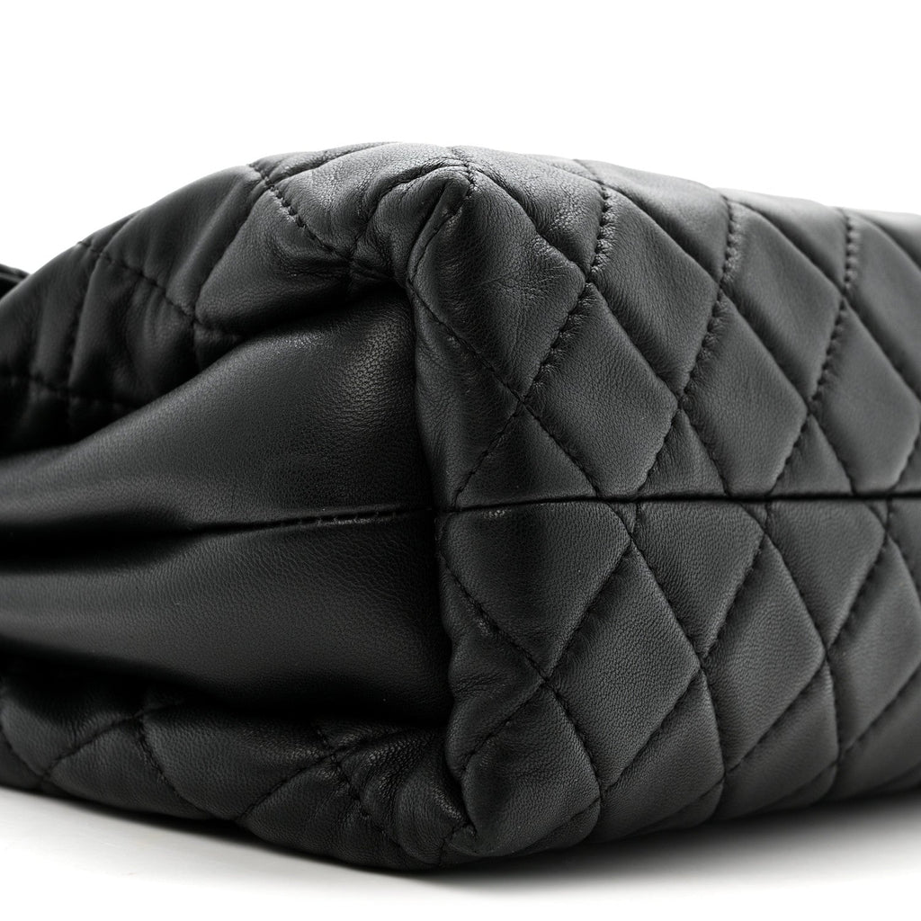 Chanel Lambskin Quilted Jumbo Chanel by 4 Flap Black