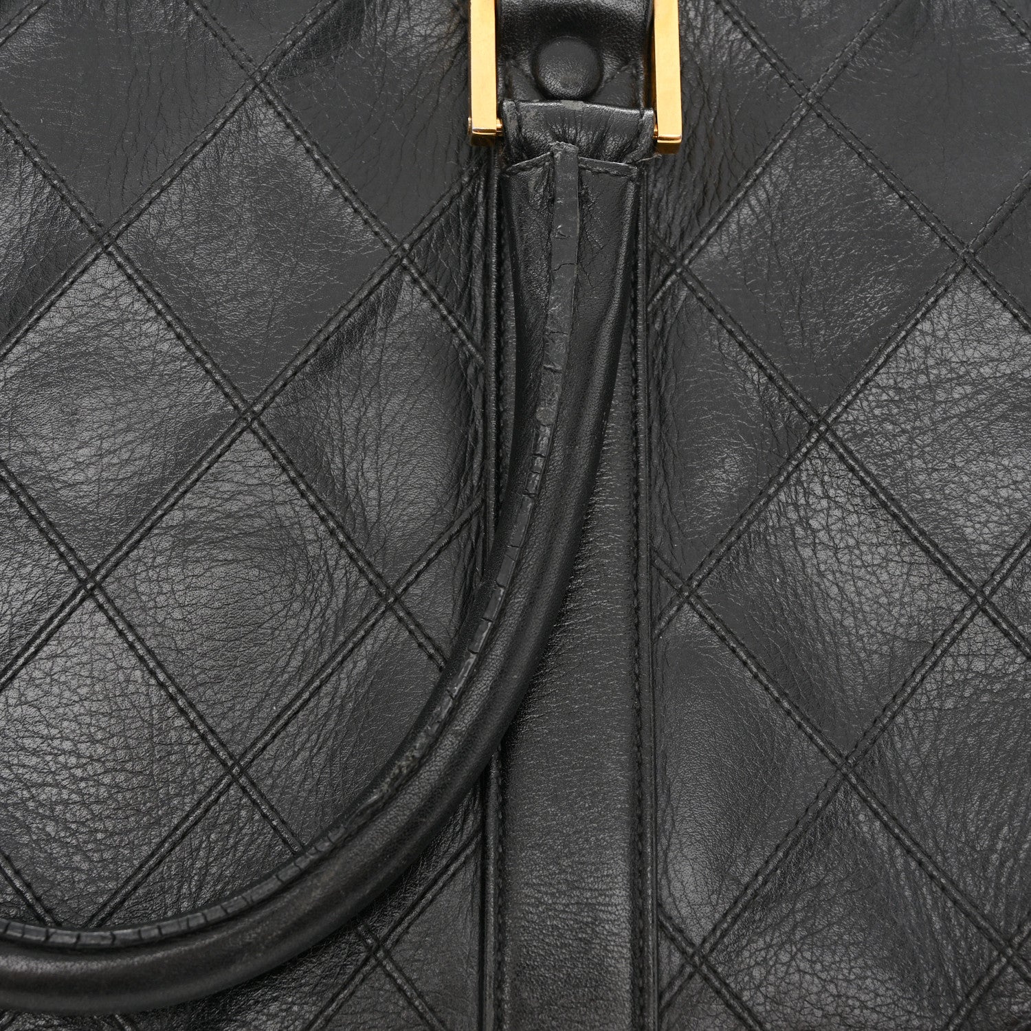 Chanel Calfskin Stitched Duffle Travel Bag Black