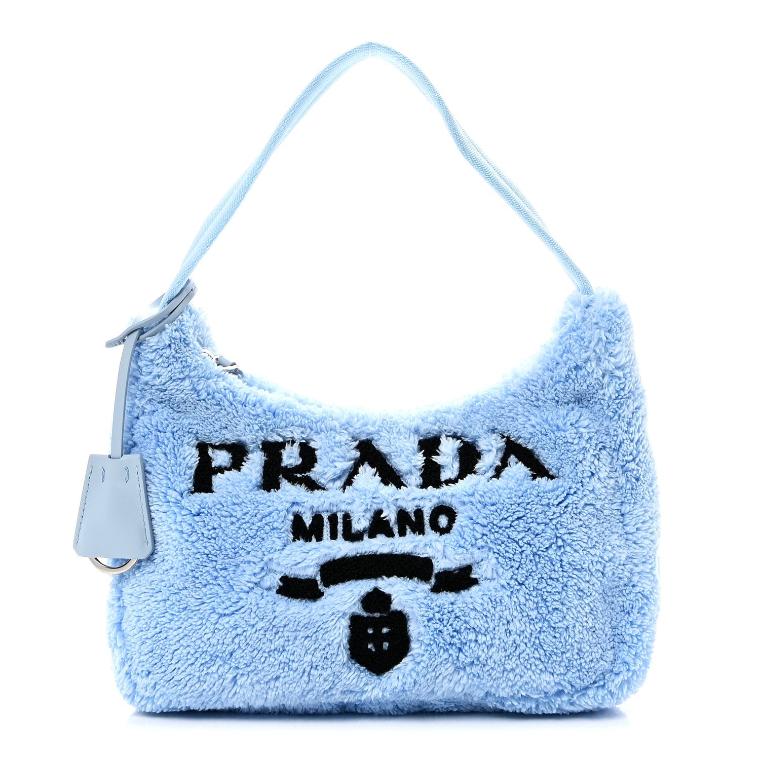 Prada Terry Cloth Mini Re-Edition 2000 Bag Celeste Black
