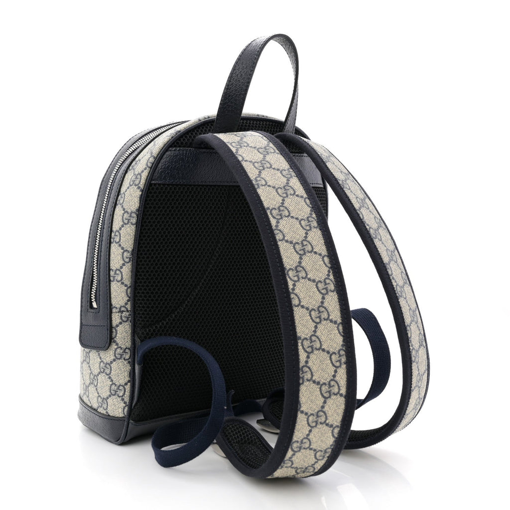 Gucci GG Supreme Monogram Textured Dollar Calfskin Web Small Ophidia Day Backpack Beige Blue Black