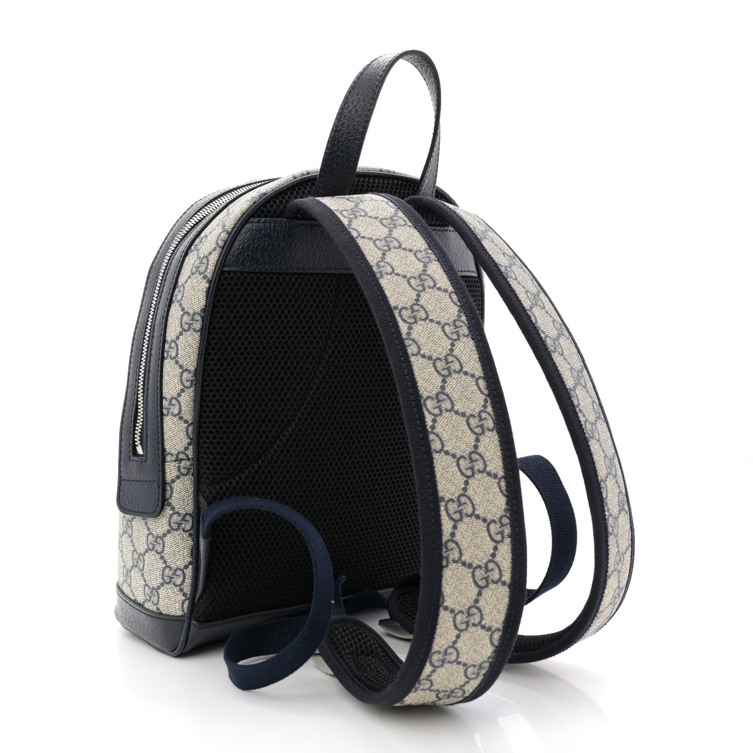 Gucci GG Supreme Monogram Textured Dollar Calfskin Web Small Ophidia Day Backpack Beige Blue Black