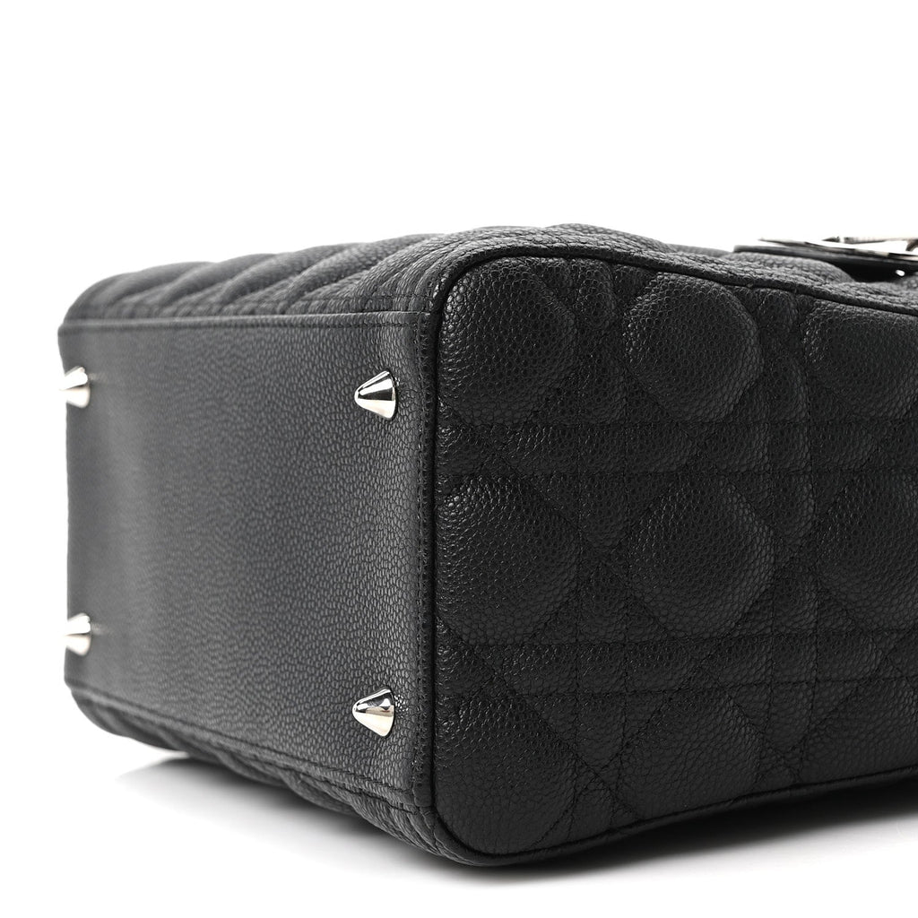 Christian Dior Grained Calfskin Cannage Medium Lady Dior Black