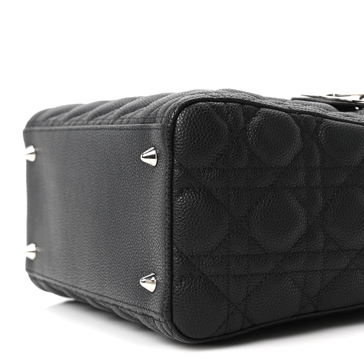 Christian Dior Grained Calfskin Cannage Medium Lady Dior Black