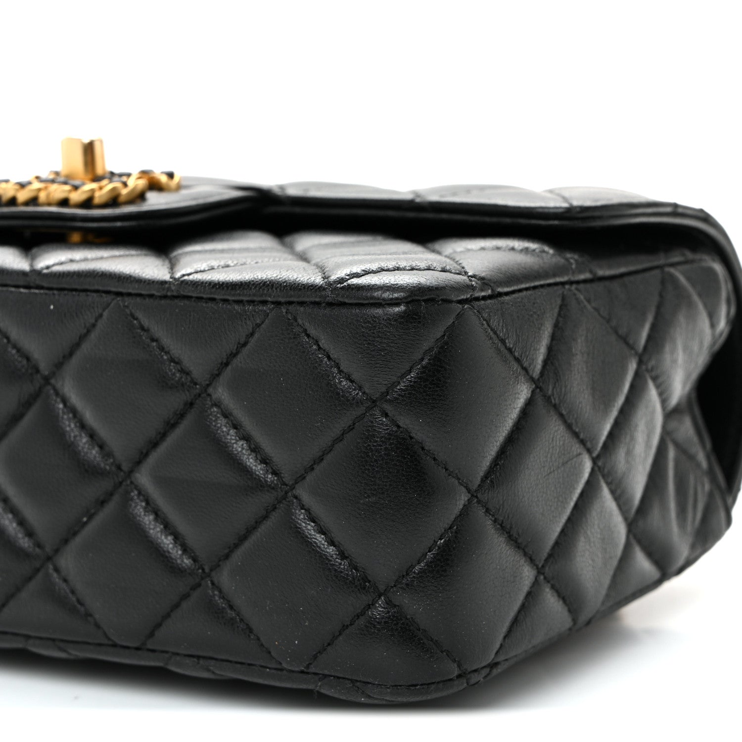 Chanel Lambskin Quilted Mini Strass On Top Flap Black