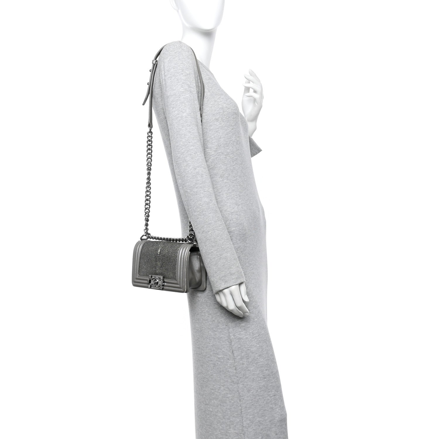 Chanel Galuchat Stingray Small Boy Flap Silver